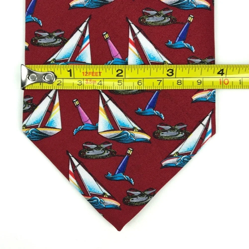 Utopia Men's Tie Handmade Red Sailboat Boat Ocean Nautical Novelty Necktie 56
